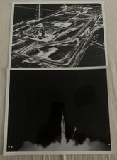 Set Of 2 NASA Issued Explorer 1 Launch Photos - Blue Descriptive Text - Vintage