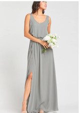 Show Me Your Mumu Kendall Maxi Dress Soft Charcoal Crisp Size Large L