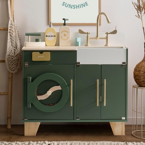 ROBOTIME Play Kitchen Set- Wooden Toy Washing Machine, Kids Washer and Dryer ... - Picture 8 of 9