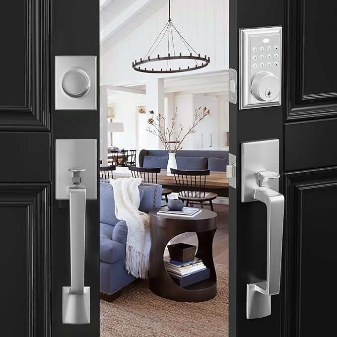 Электронный двойной дверной замок без ключа с защелкой на кнопочной панели NeuType - Сатинированный никель 14290₽