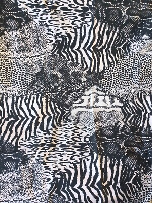 Animal Print Stretch Creme Baumwolle Drill Stoffrest 122cm x 180cm Material