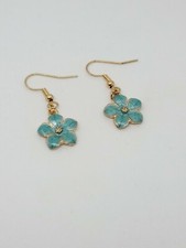 Women's Light Blue Flower Drop Earrings 