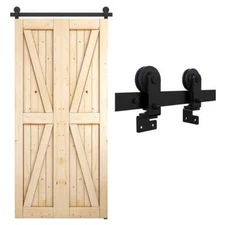 3FT-12FT Bifolding Sliding Barn Door Hardware Kit for 2/4 Wooden Doors,Top Mount