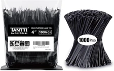 4 Inch Zip Ties Black Small Cable Ties 18 Lb Strength 1000 Pack