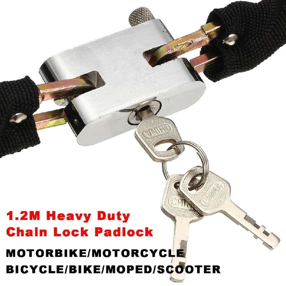 Heavy Duty Motorcycle Bike Bicycle High Security Reinforced Metal Chain lock - Image 4 of 4