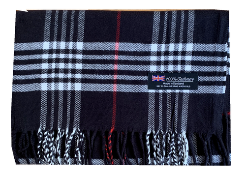 New Winter Womens Mens 100% Cashmere Wool Wrap Scarf Plaid Scarves Black (#06) - Picture 4 of 4