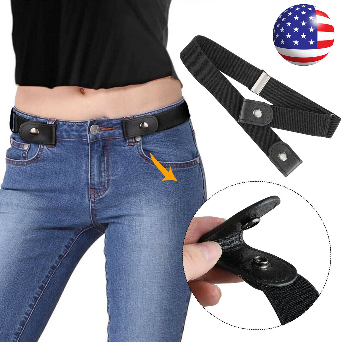 Buckle Free Elastic Belt Invisible No Buckle Stretch Slim Waist Belt For Jean No Buckle Stretch Belt Women and Men, Invisible Adjustable  main image 3