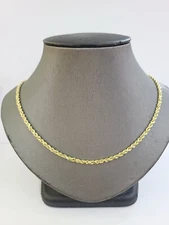 Real  14k Yellow Gold Rope Chain 3mm 18 Inches Ladies Necklace On Sale Free Ship