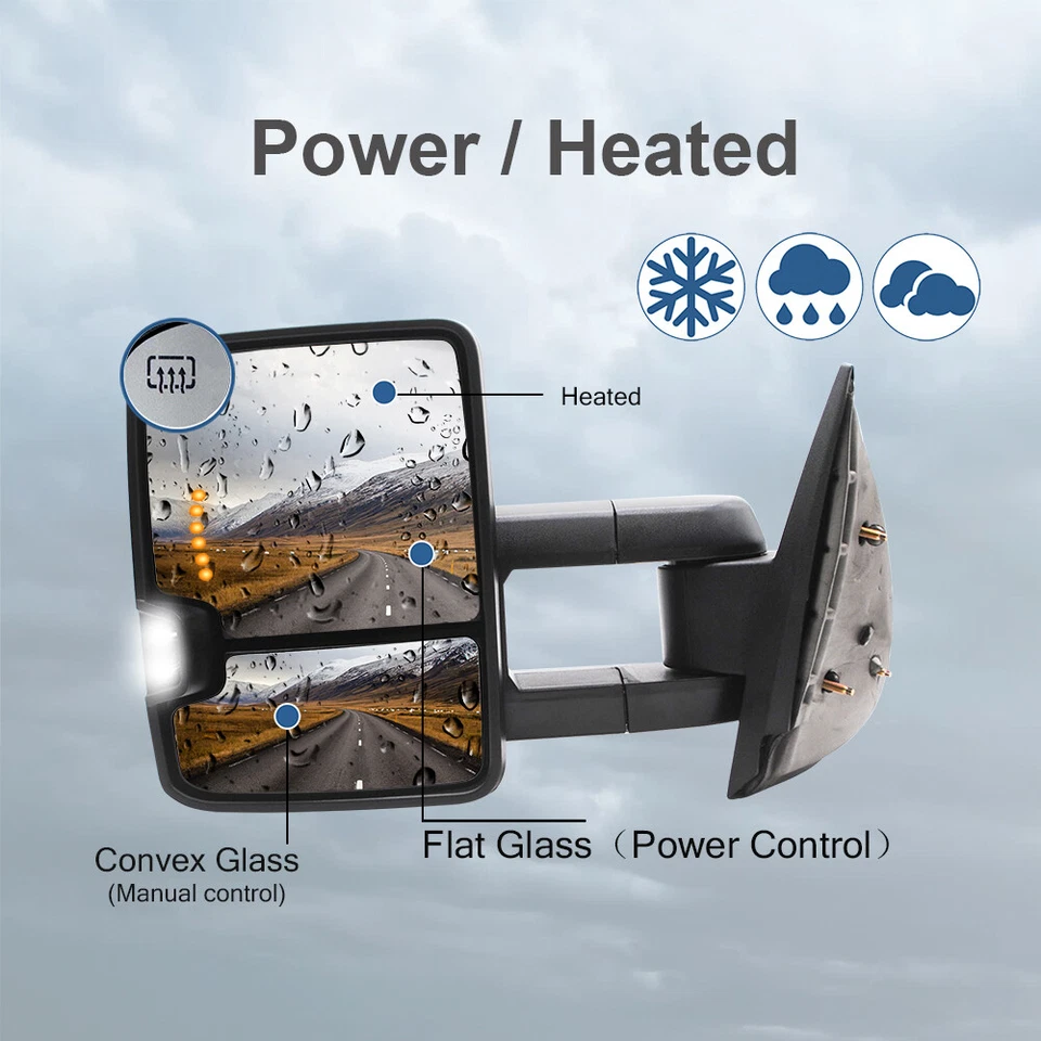 Espejos retrovisores de remolque aptos para Silverado 2500 2009 2010 2011 2012 2013 señal térmica cromados Foto 2 de 4