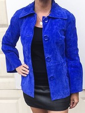 Jerry Lewis Classic Luxuries Genuine Leather, Cobalt Blue, W Jacket Size Xs Nwt