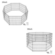 24"/30"/36" Pet Playpen Metal Dog Fence Exercise Pen Cage Folding 8 Panels