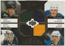 2007-08 Upper Deck Fab Four Fabrics #FFMWTM Modano Weight Tkachuk Miller 080/100
