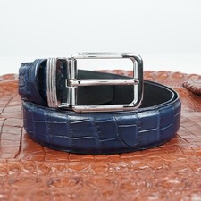 Real Crocodile Belly Blue Leather Men's Skin Belt W 1.5" No Jointed Father's Day