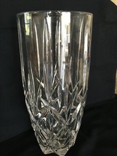 Vintage 10  Large Heavy Crystal Flower Vase Glass - Beautiful