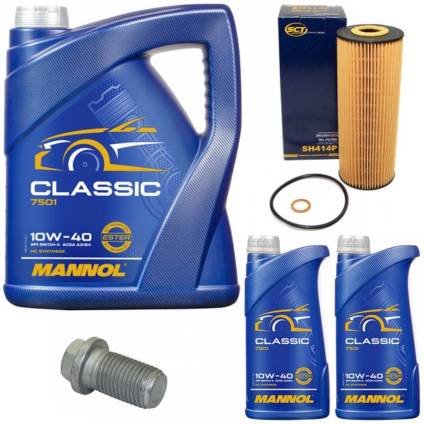 MotoröL Set Mannol Classic 10W-40 7 Liter + ÖLfilter + Schraube FüR Mercedes-image
