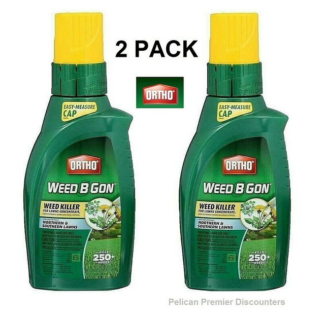 2 PACK Ortho Weed B Gon Weed Killer Concentrate Kills 250+ Weeds 32 Oz