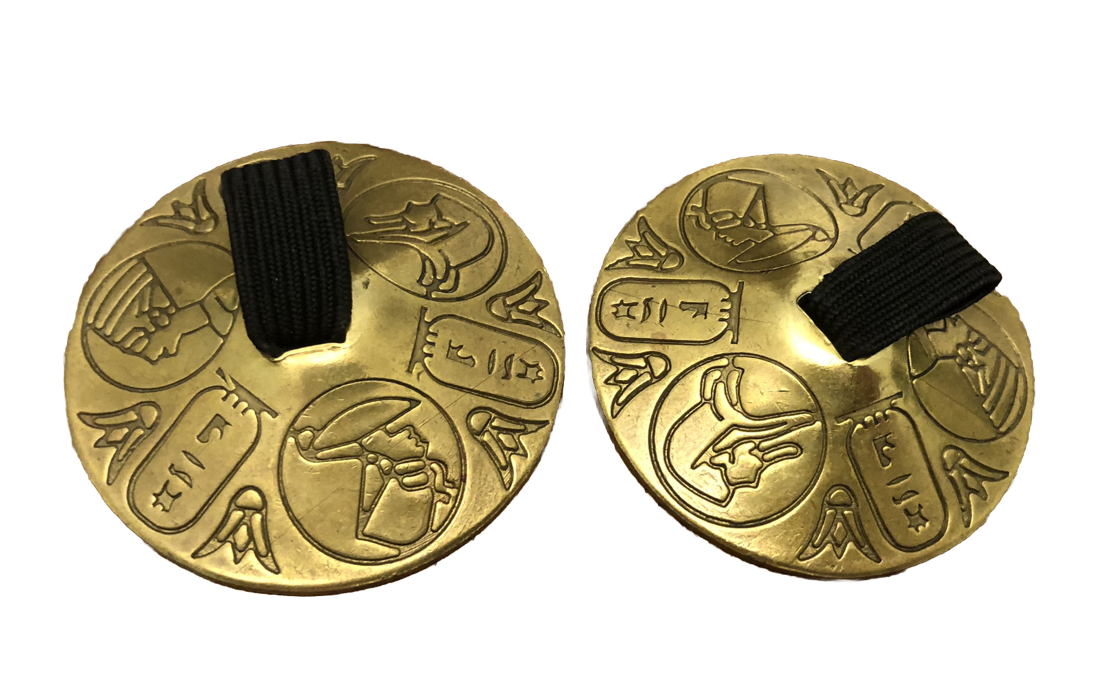 Vtg Solid Brass Belly Dancing Finger Cymbals Gem