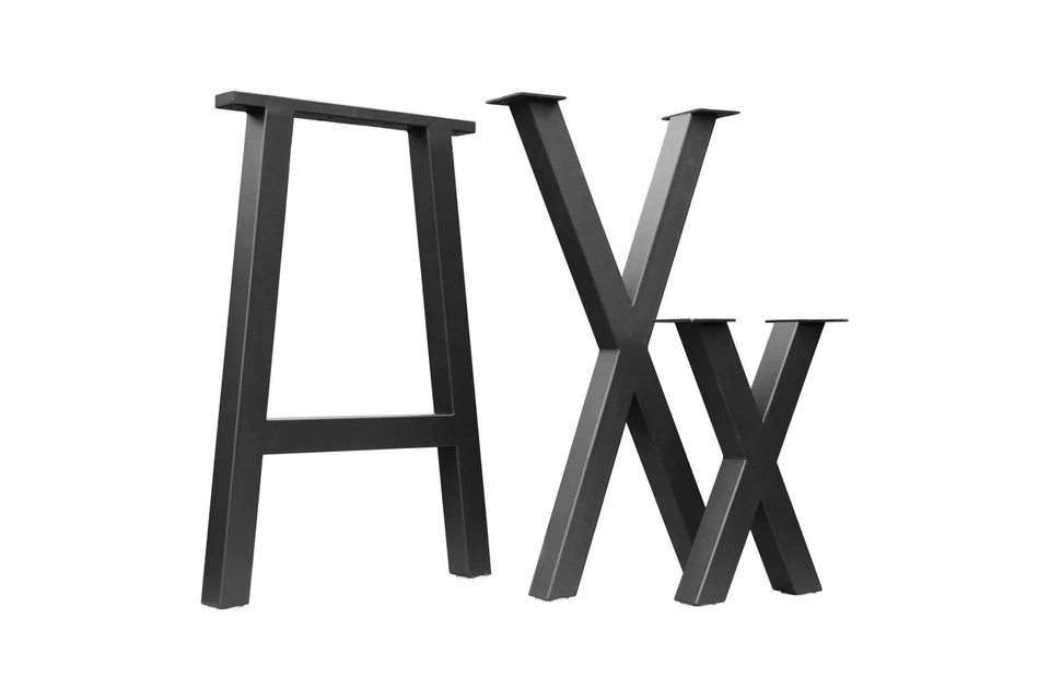 Tischbeine Tischkufen Tischgestell Schwarz Metall Tischuntergestell Trapez X T - Bild 3 von 4