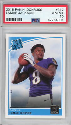 lamar jackson graded rookie card Graded 2018 Panini Prizm Lamar Jackson #212 Rookie RC Football Card PS