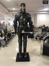 Medieval Knight Black Templar Suit Full Body Crusader Armor costume
