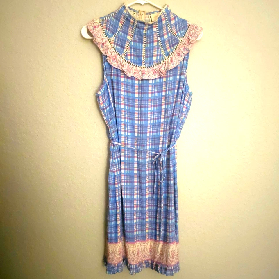 Anthropologie 格子连衣裙,尺寸 M Ruffles Cottagecore Coquette Grandmacore — 第 2/4 张图片