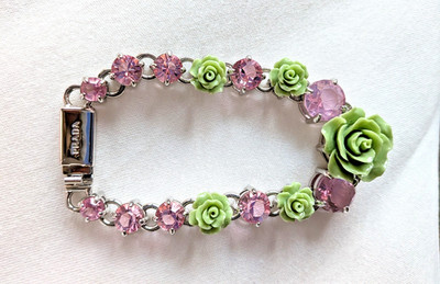 PRADA Luxus Armband | Crystal & Resin Floral Link | 20cm | Top Zustand + Etui