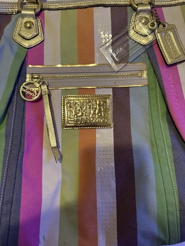 Borsa Coach 19021 Poppy Legacy Stripe Glam Boho - paillettes e bordo metallizzato oro - Foto 2 di 18