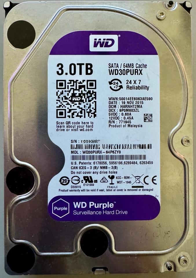 HDD WD 3,5” 3TB WD30PURX Sata