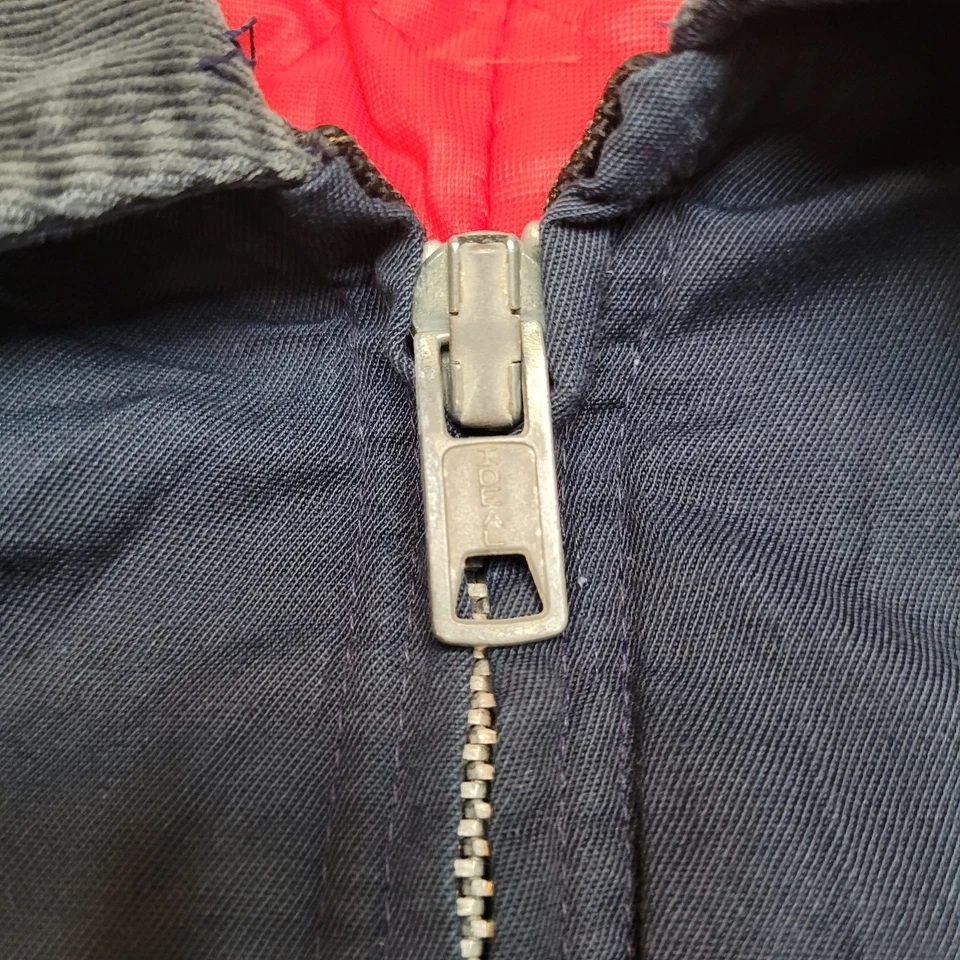 Винтажный 80-х годов Workwear куртка мужская M сделано в США Chore пальто темно-синий вельветовый воротник - Изображение 3 из 4