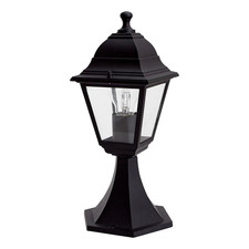 Blooma Varennes Black 1-Lamp Halogen 4-Faced Post Lantern–Mains-Powered (H)370mm