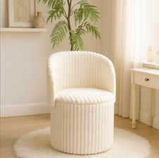 3-in-1 Ribbed Ottoman – Round Upholstered Seat, Footstool & Hidden Storage