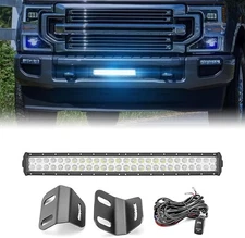 WeiSen 22 Inch Straight Dual Row LED Light Bar Bumper Grill Bar Mount Wiring Kit
