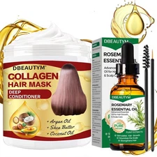 Collagen Hair Treatment Hair Mask & Rosemary Oil for Hair Growth,Deep Conditione