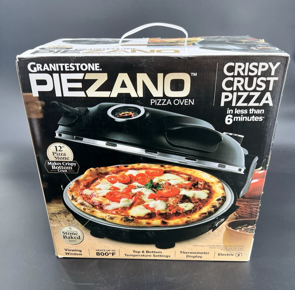 Granitestone Piezano 12” Electric Pizza Oven w/ Stone Peel Scraper 800°F
Opens in a new window or ta
