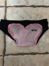 Vintage Hustler Heart Shaped Booty Panty Pink Black Medium Large