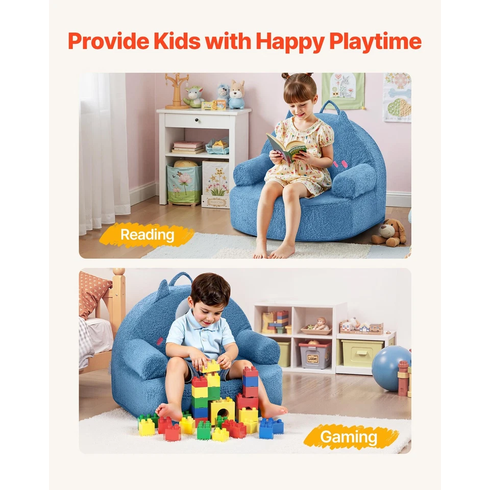 Uimoso Kids Foam Chair with Armrests, Fun Monster Design, Blue - Image 2 of 4