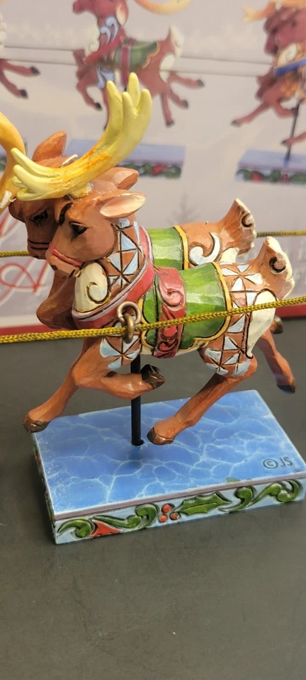 Jim Shore 2016 Heartwood Creek  Dash Away All  Mini Santa  Sleigh 5 Piece w/Box - Image 4 of 4