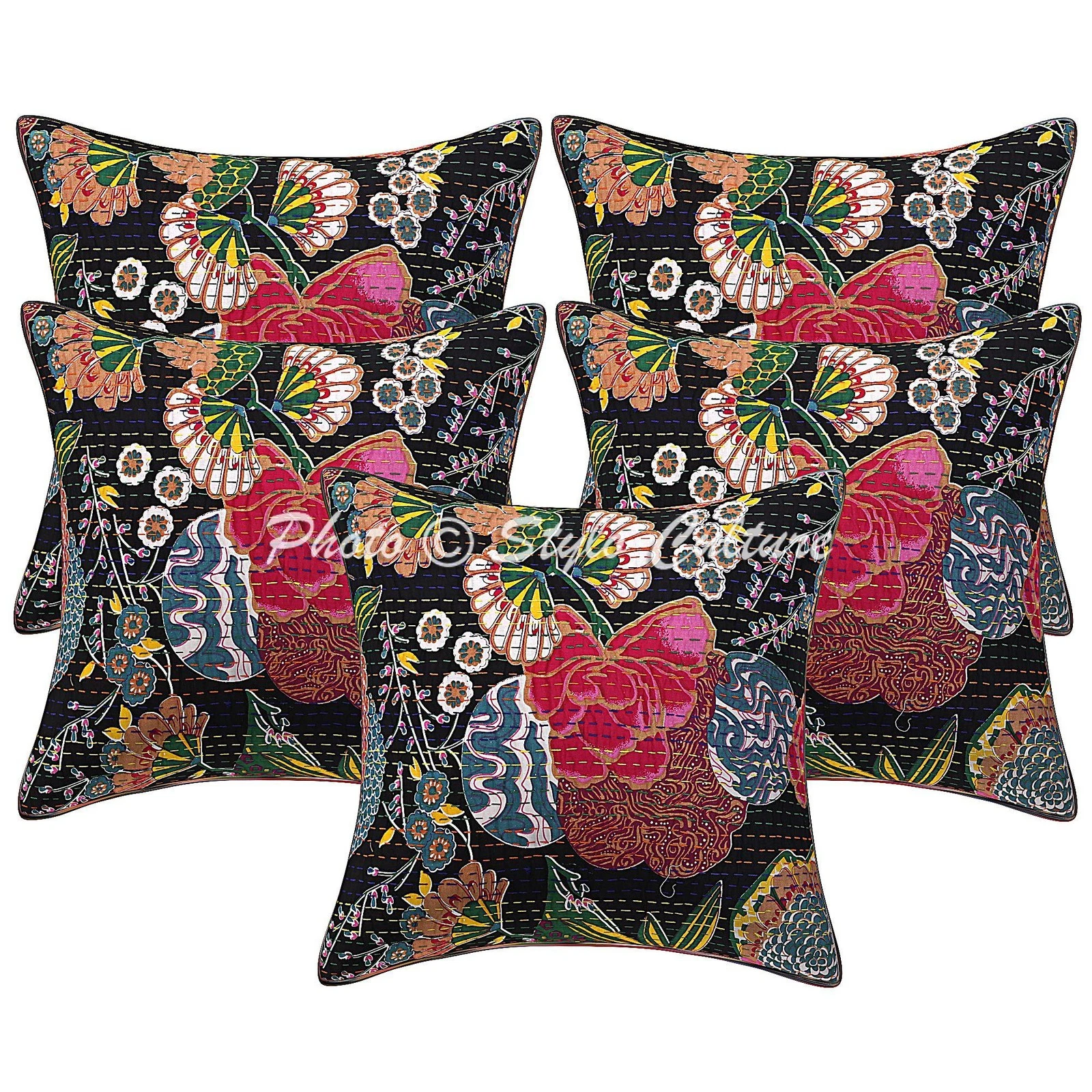 Kantha Cushion Cover Kantha Throw Ethnic Pillow Case Hippie Gypsy Home Decor