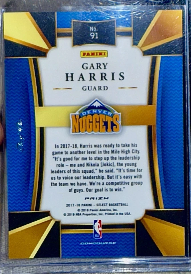 Panini Select 2017-18 - Concourse Gary Harris #91 Zebra Prizm (uno de uno) Foto 2 de 2