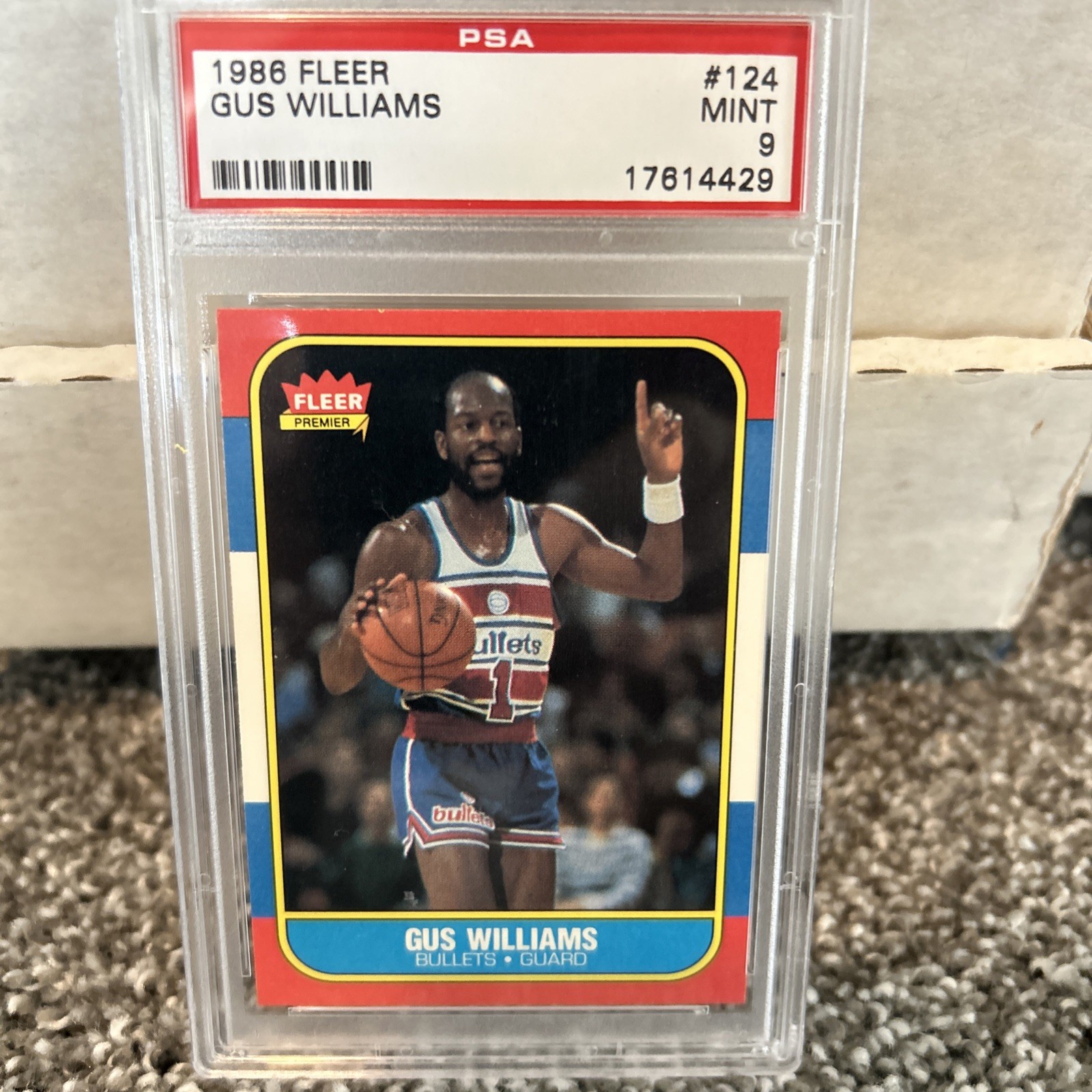 1986 Fleer Basketball #124 Gus Williams PSA 9 Washington Bullets Free shipping