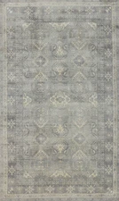 Handmade Transitional Light Gray Silk Carpet Geometric Oushak Style Rug 5x8