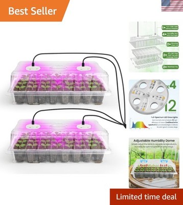 2-Pack Clear Seed Starter Trays with LED Light for Indoor Gardening Excellence