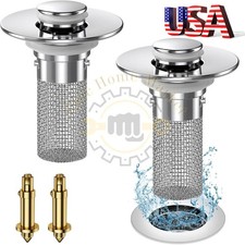 2-Pack Sink Stopper Hair Catcher Bathroom Pop Up Sink Drain Strainer Filter Plug