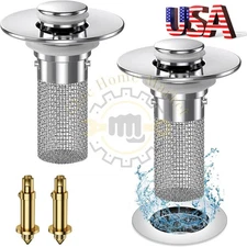 2-Pack Sink Stopper Hair Catcher Bathroom Pop Up Sink Drain Strainer Filter Plug