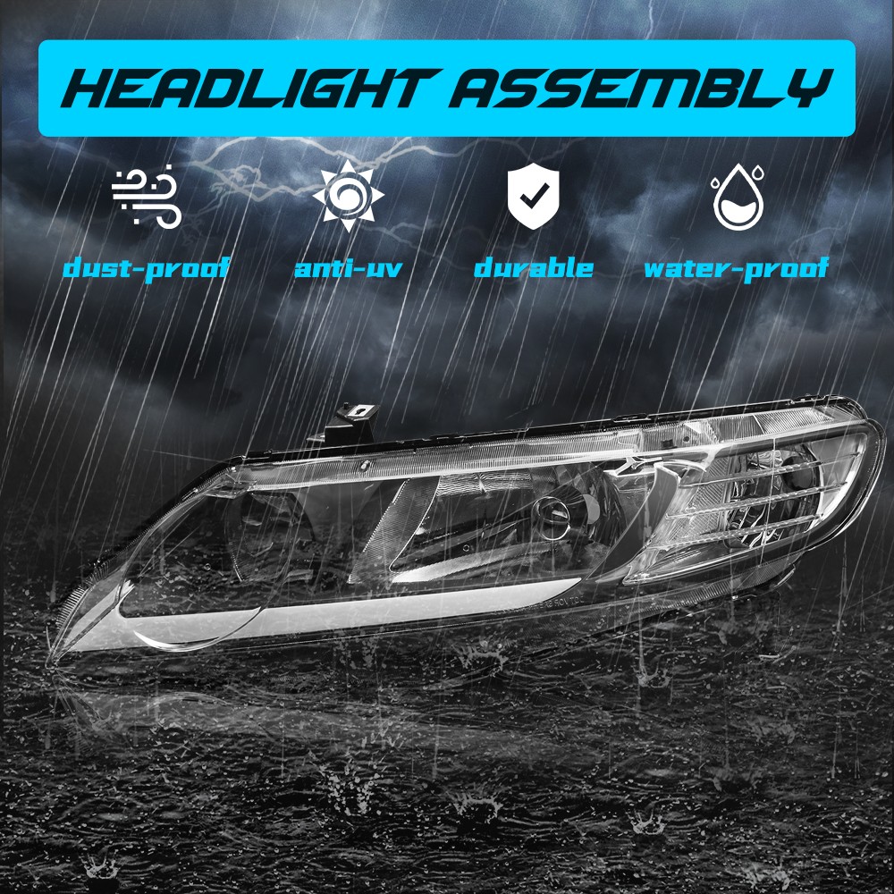 Pair LED DRL Headlights Lamps For 2006-11 Honda Civic FA 4-Door  LH+RH