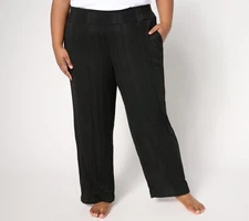 Cuddl Duds Variegated Rib Smocked Waist Lounge Pants Black S New
