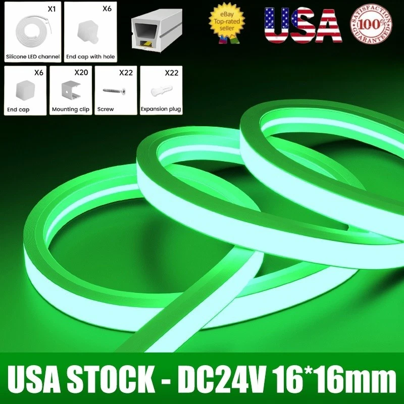 16.4ft 24V Waterproof Flexible Silicone LED Neon Rope Light Strip fr Party Decor