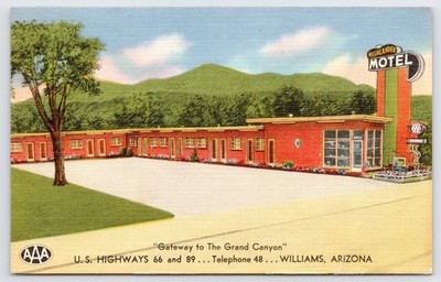 Williams Arizona Highlander Motel Route 66 Roadside 1956 AZ Postcard