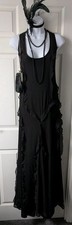 ASOS Long Chiffon Black Dress Size 14 Peaky Blinders Style 1920s Flapper Gatsby
