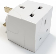 2 Way 3 Pin UK Plug Adapter Splitter 13A Fused Dual Socket Power Extension Home